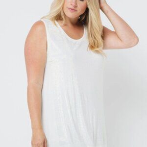 White Plus Size Rhinestone Tank Top